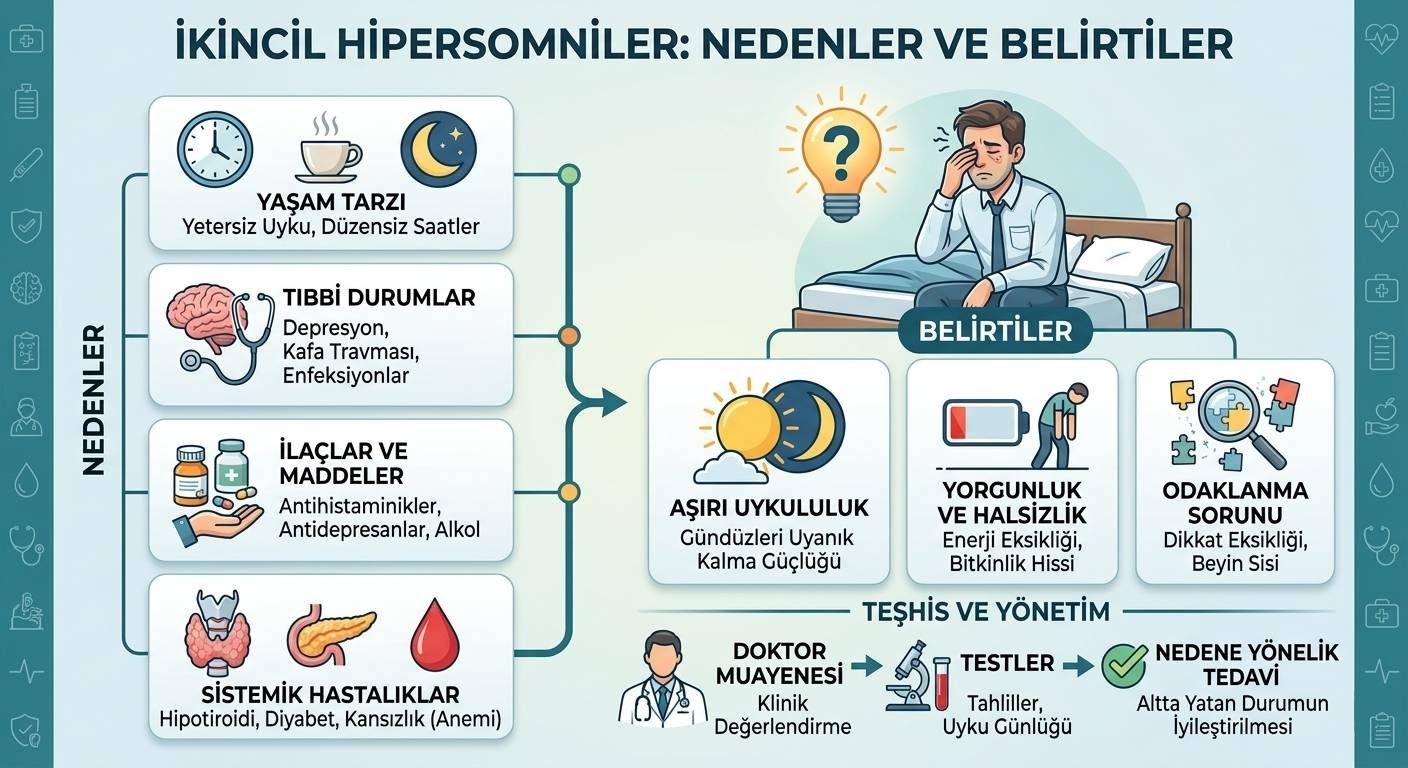 İkincil Hipersomniler. Aşırı Uykululuk Nedenleri ve tedavi yöntemleri.